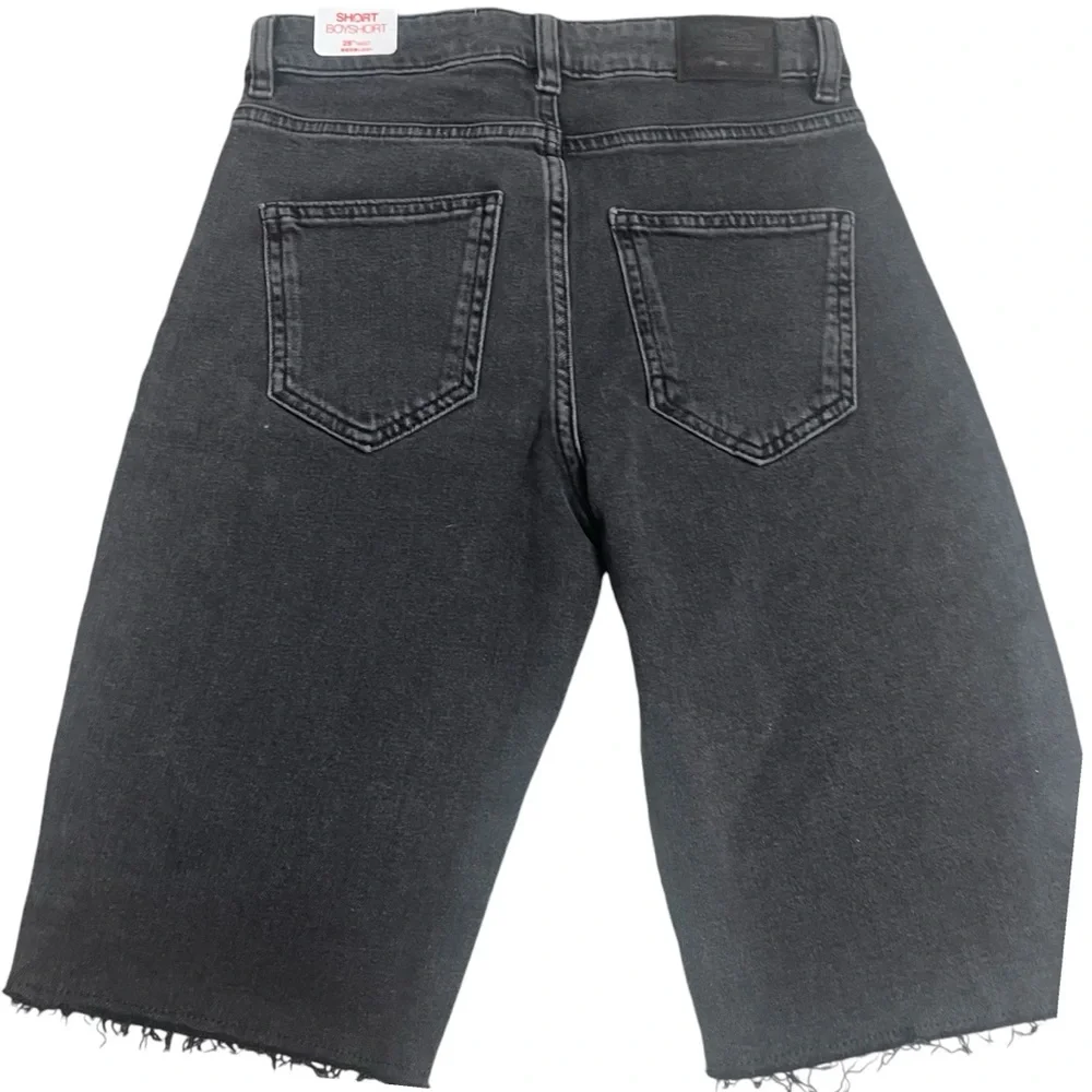 NWT Superdry Cut Off Denim Jean Kari‎ Longline Shorts 26 Coastline Black shorts